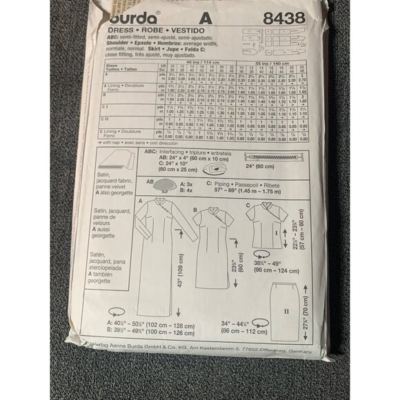 Burda 8438 Plus Size Dress Pattern Women Styles Size 10 12 14 16 18 22 Uncut 90s - Picture 2 of 2